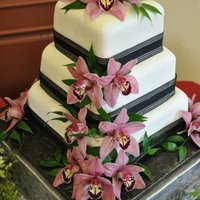Red Velvet Cake With Marshmallow Fondant Bride Supplied Fresh Orchids This Is My First Wedding Cake And First Time Making And Working Wi *Red Velvet cake with Marshmallow fondant. Bride supplied fresh Orchids. This is my first Wedding Cake and first time making and working...