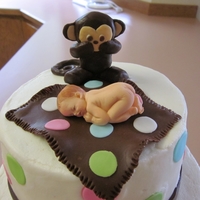 Baby With Monkey I was asked to incorporate this baby mold in with the monkey theme from the baby shower invitations. The cake is done in buttercream and...