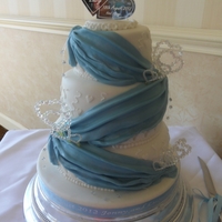 Swagged Cake fruit vanilla and chocolate top tier the back looks as good as the front