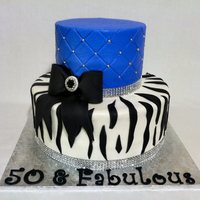 Jannie This was made for my best friend's 50th birthday. It is a 6" 10" round covered in buttercream. The accents are made of...