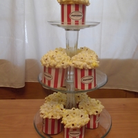 Popcorn Cupcakes Popcorn made from marshmallowsFeel free to message with with questions.I made the stand too!!!