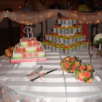 Quinn And Matt's Wedding Cake & Cupcakes I did this cake and cupcakes for my daughter's best friend and her new hubby. The cake itself is cookies and creme cheesecake for the...