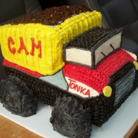 Tonka Truck This was my 2nd attempt at a Tonka truck. This was carved from a 1/2 sheet and the wheels were cake cut outs from a 8in round. Done all in...