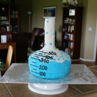 Beaker Cake has pcv pipe down the center. They filled with dry ice so that the beaker looked more realistic.