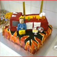 Fireman Sam fireman sam cake which had flashing blue and red lights for my sons 4th birthday