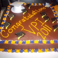 Vpi Graduation Cake This is a Sweet Italian Cream Cake with chocolate bc, bordered with purple and gold (school colors). Simple cake. Took it to my son's...