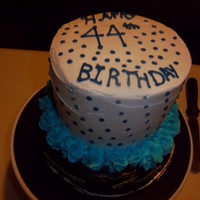 44Th Birthday Cake For Dh bottom layer is Hazelnut. Top is chocolate fudge. My first attempt at making vines.