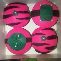 Pink Cupcakes Chocolate with cc icing and fondant decorations