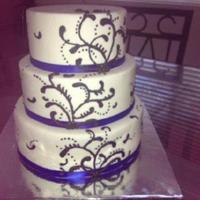 Wedding Cake With Filigree Pattern *Top two tiers were dummy cakes. Bottom tier was yellow butter cake with butterfinger filling