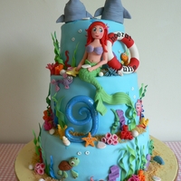 Under The Sea Ariel With Dolphins My oldest girl is still a princess, even though she turned 9. She wanted an Ariel cake, I made dolphins and other sea-stuff with it. My...