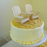 Beach Wedding Wedding cake for a friend. They did an 8inch on top plus 125 cupcakes.