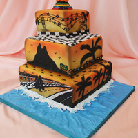 Ipanema Beach Wedding Cake Pipped and airbrushed - Ipanema Beach is a famous Brazilian beach located in the city of Rio de Janeiro where the next Olympic Games will...