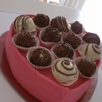 Chocolate Box Cake cake for my mom's workplace. The chocolates are cake truffles.