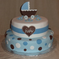 Baby Boy Shower Cake Baby Shower cake - Cherry Chip with vanilla buttercream and Chocoloate with Strawberry buttercream and fresh strawberries. All accents are...