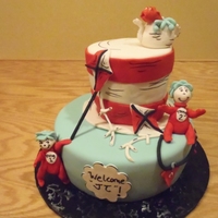 Cat In The Hat Baby shower cake, the theme of the babies room is Cat in the Hat.