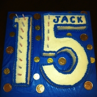 Number 15 Cake Sheet Cake cut and shaped into number 15. Iced in buttercream