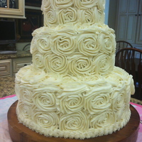 Rose Buttercream Wedding Cake Used large tip to make these swirl Roses.