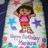 Dora The Explorer Cake July 2007 - Dora cake for 2nd birthday. Chocolate cake, chocolate bc, covered in fondant.