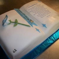 Birthday Book Of Poems white cake with rose bookmark and butterfly
