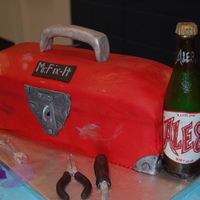 Mr Fix It Tool Box With Sugar Ale 8 Bottle The Label On The Bottle Is Hand Painted On A Wilton Sugar Sheet Mr. Fix-It tool box with sugar Ale-8 bottle. The label on the bottle is hand-painted on a Wilton sugar sheet.