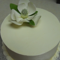 White Bliss White Chocolate Swiss Meringue Buttercream with a Blackberry filling. This cake went to a silent auction to raise money for scholarships.