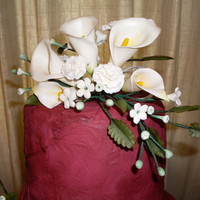 Burgundy Birthday Cake With Sugar Flowers