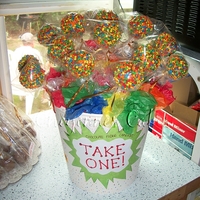 Confetti Cake Pops i made these for all the kids at my big family cookout :)