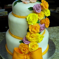 Birthday Cake For Mom All fondant (love the Duff fondant). Gumpaste roses.