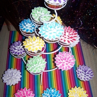 My Pretty Flower Cups Yellow cake with guava filling and marshmallow dipped in colored sugar.