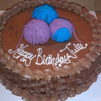 Chocolate Yarn Ball Cake This was my first yarn ball cake. I used huge cake balls the i froze, then used a clay extruder for the yarn. I think it turned out ok for...