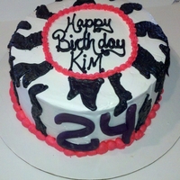 Zebra Birthday Cake This was for my best friends birthday. She loves anything girly and anything zebra. All buttercream but the gumpaste "24"