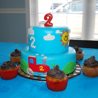 A "two-Two" Choo Choo Birthday My son's 2nd birthday cake, train themed. Cookies and cream cupcakes