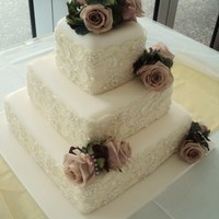 3 Tier Square With Fresh Roses And Lace For Miss Ebony 