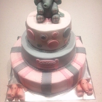 Elephants Pink and Grey Elephants made out of modeling chocolate for baby shower.