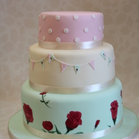 Vintage Themed Cake With Hand Painted Roses Vintage themed cake, with hand painted roses