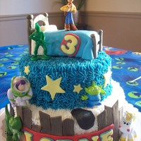 Toy Story Cake This is a cake for my son's 3rd birthday. He LOVES the Toy Story movies so that was our theme. The cake is chocolate and the icing is...
