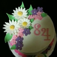 84Th Birthday Cake With Flowers Made for my mother's 84th birthday. Simple little flowers, but she loved it. :-)