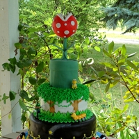 Super Mario Bros. Cake Mario themed cake made for my daughters 8th birthday. Lakitu hovers over a Pariah Plant coming out of a pipe. The next tier represents the...
