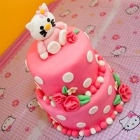 Kitty Cake Hello kitty cake for a friends daughter, fondant/gumpaste figure and flowers
