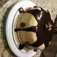 Chocolate Peanut Butter Cake Chocolate cake with chocolate PB ganache filling. Peanut butter butter cream frosting and Chocolate PB poured ganached on top. TFL.