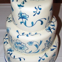Blue China Wedding Cake Blue China Wedding Cake ~ Hand painted fondant by Samantha's Sweets