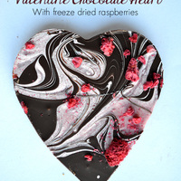 Chocolate Swirl Heart With Freeze Dried Raspberries chocolate swirl heart with freeze dried raspberries