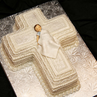 Christening! Pearlized, Gumpaste baby, Blanket, Cross
