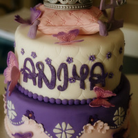 Beautiful Princess! Crown, pillow, pink, purple, lavender, butterflies, sofia the first, quilted