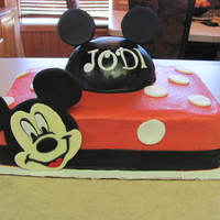 Mickey Mouse chocolate cake, lemon cream filling. Gumpaste mickey.