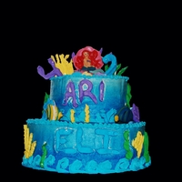 Ariel & Fish Bday Cake for my 4 year old daughter & 2 year old son't combined bday. royal icing coral, fish & ariel candles on a 2 tiered cake...