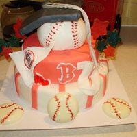 Boston Graduation cake for a Red Socks Fan