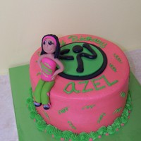 Zumba Birthday Cake for Zumba instructor with fondant figure