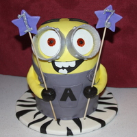 My Version Of A Minion My 17 year old daughter requested that I make this for her birthday! It was red velvet cake with chocolate chip cookie dough filling...