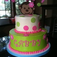 Pink Mod Monkey This was for a sweet baby girl's first birthday. My friend sent me a picture of another cake that was similar to this one. This is a...